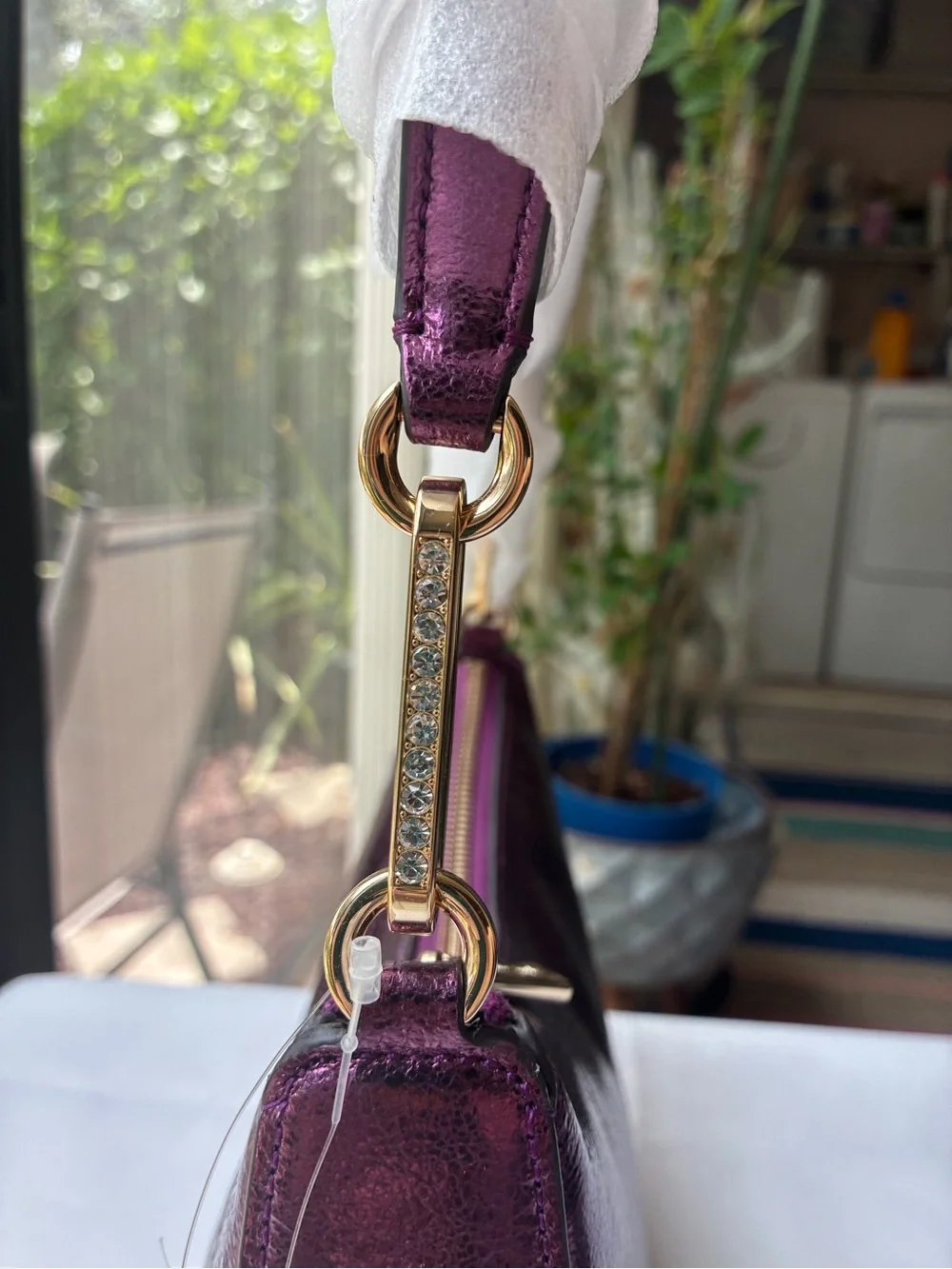 RARE Kate Spade Nina Metallic Leather Shoulder Bag Dark Raspberry